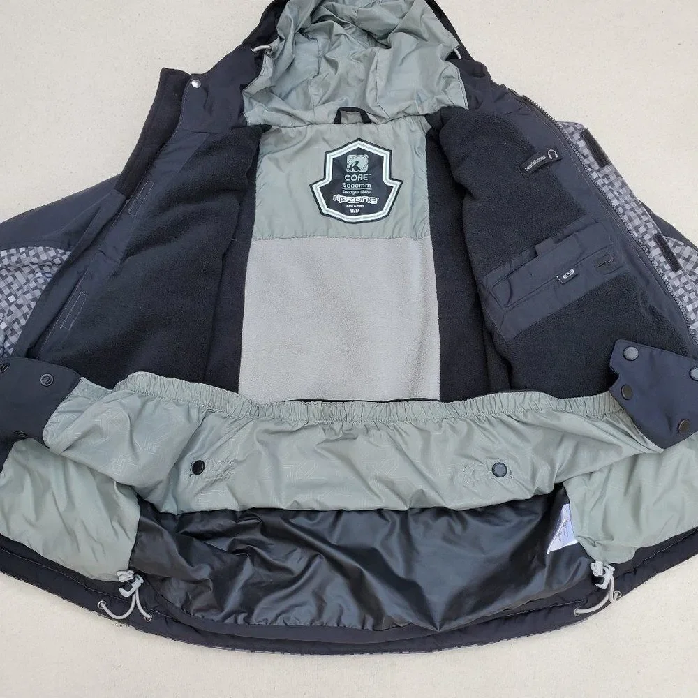 Ripzone Black and Gray Hooded Snow Jacket